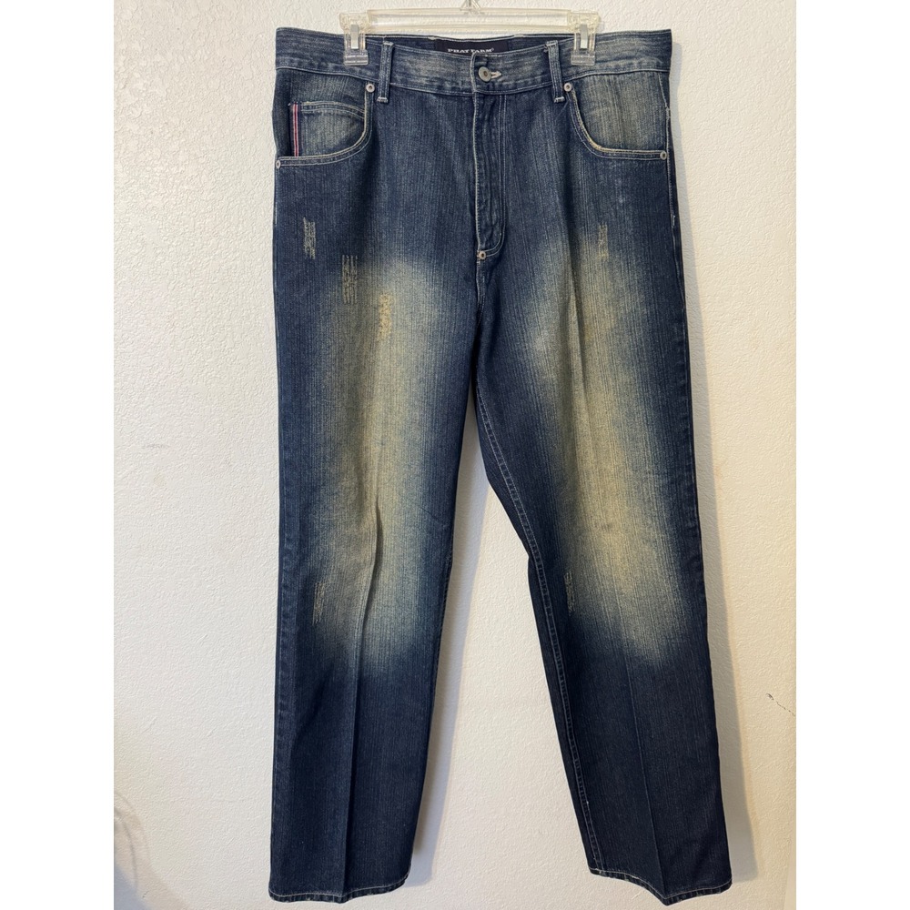 Phat Farm Jeans Mens 34x33 Blue Denim‎ Vintage Distressed Casual Pants